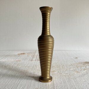 Vintage Small Brass Ringed Vase